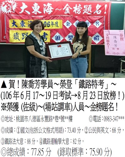 106年鐵路特考-陳喬芳