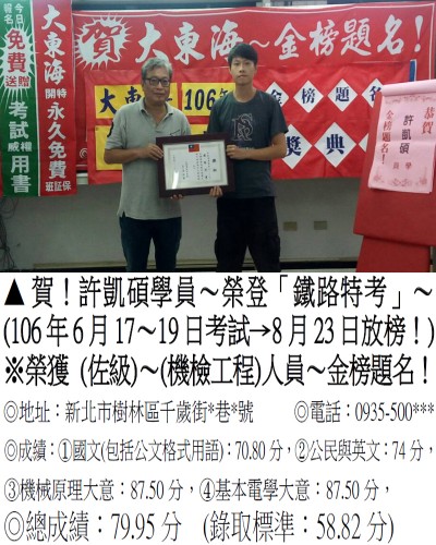 106年鐵路特考-許凱碩
