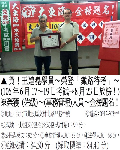 106年鐵路特考-王建堯