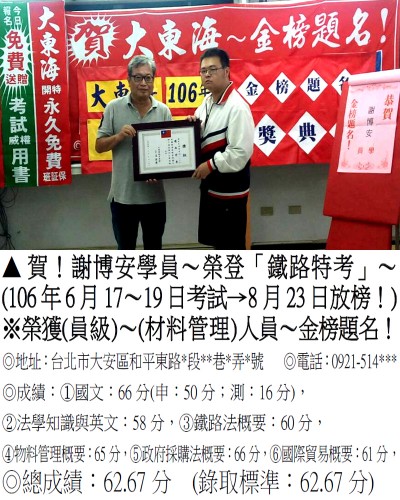 106年鐵路特考-謝博安