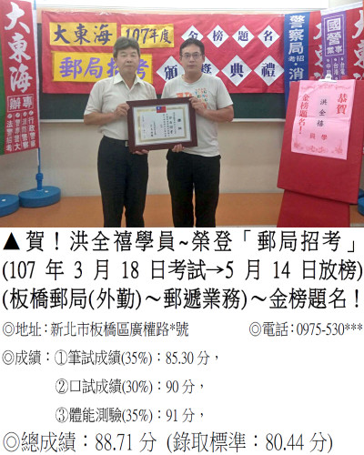 107年郵局-洪全禧