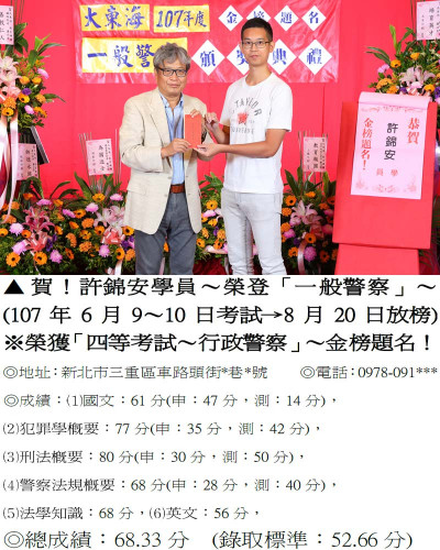 107年一般警察-許錦安(禮金)