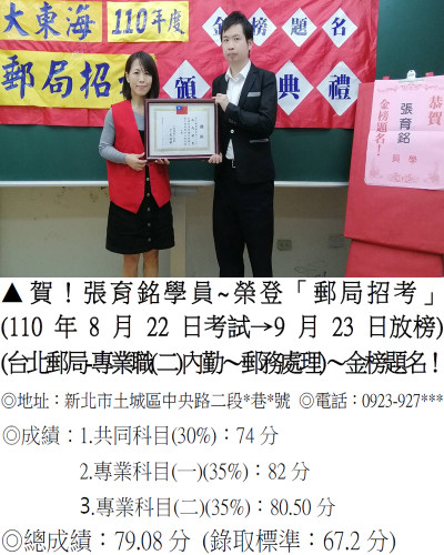 110年郵局-張育銘