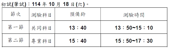 114 年中鋼考試時間