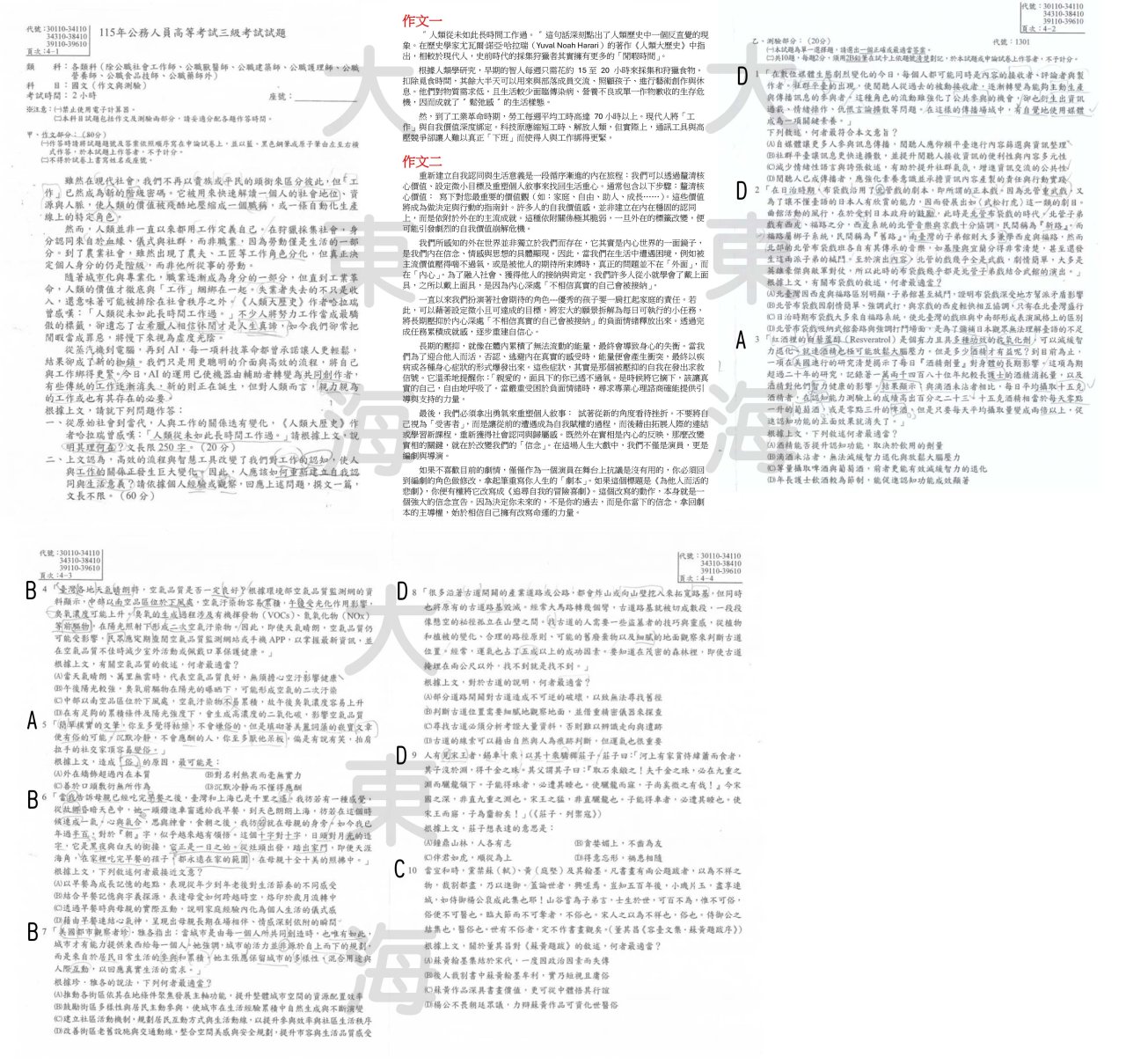 國文 (測驗、作文)